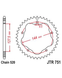 Achtertandwiel aluminium 39 tanden