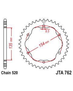 Achtertandwiel aluminium 37 tanden