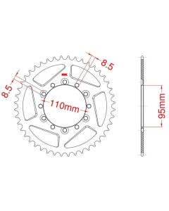 Achtertandwiel aluminium 42 tanden