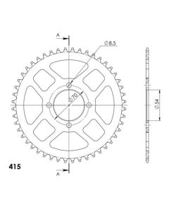 Achtertandwiel aluminium 48 tanden