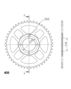 Achtertandwiel aluminium 48 tanden