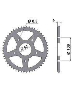 Achtertandwiel alu 52 tanden