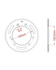 Achtertandwiel alu 48 tanden