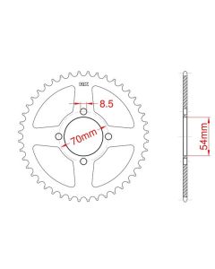 Achtertandwiel staal C45 versterkt 40 tanden