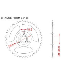 Achtertandwiel staal C45 versterkt 36 tanden