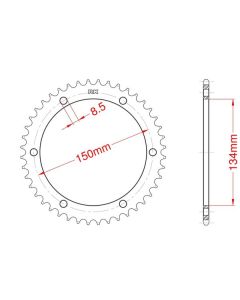 Achtertandwiel aluminium 45 tanden