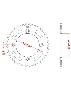 Achtertandwiel aluminium 46 tanden