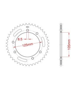 Achtertandwiel aluminium 48 tanden