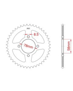 Achtertandwiel aluminium 40 tanden