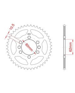 Achtertandwiel staal C45 versterkt 45 tanden