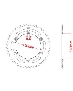 Achtertandwiel aluminium 44 tanden