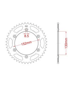 Achtertandwiel alu 45 tanden