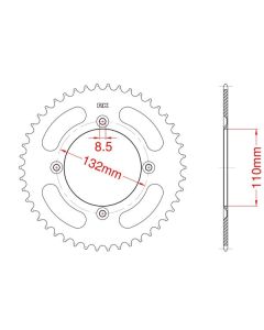 Achtertandwiel aluminium 46 tanden