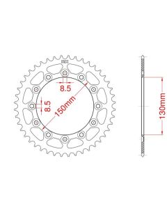 Achtertandwiel aluminium 53 tanden