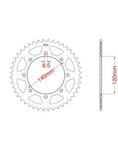 Achtertandwiel staal C45 versterkt 37 tanden