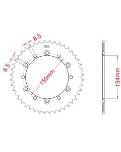 Achtertandwiel aluminium 38 tanden