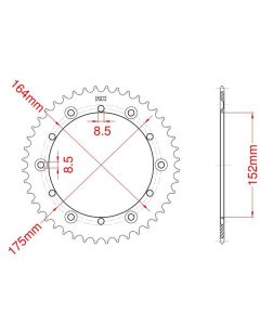 Achtertandwiel aluminium 49 tanden