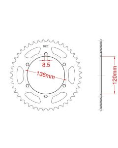 Achtertandwiel ALU 42 tanden