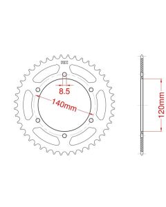 Achtertandwiel alu 44 tanden