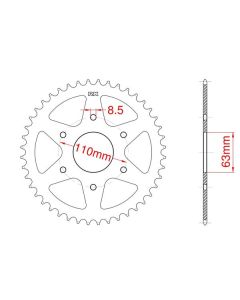 Achtertandwiel staal C45 versterkt 42