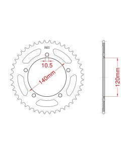 Achtertandwiel aluminiumr 43 dents