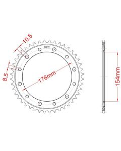 Achtertandwiel alu 46 tanden