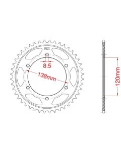 Achtertandwiel staal C45 versterkt 45 tanden