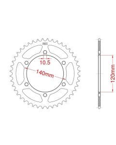 Achtertandwiel alu 44 tanden