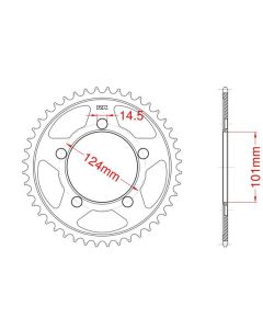 Achtertandwiel aluminium 38 tanden