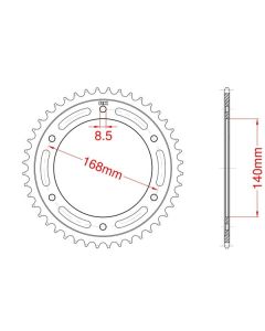 Achtertandwiel alu 42 tanden