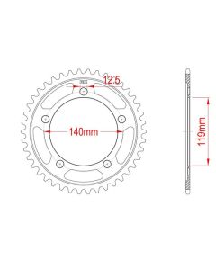 Achtertandwiel aluminium 47 tanden