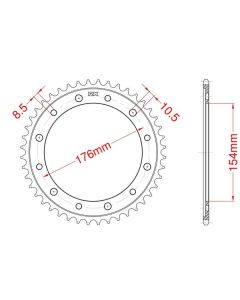 Achtertandwiel alu 43 tanden