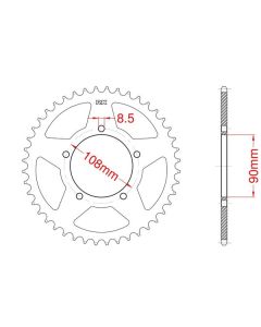 Achtertandwiel alu 36 tanden