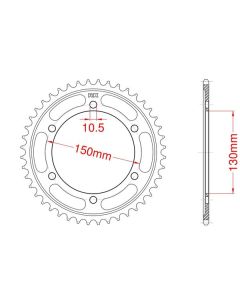 Achtertandwiel aluminium 43 tanden