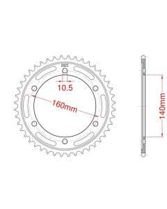 Achtertandwiel alu C45 versterkt 48 tanden