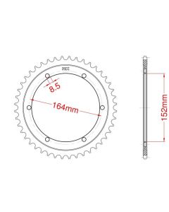 Achtertandwiel aluminium 44 tanden