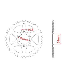 Achtertandwiel aluminium 43 tanden