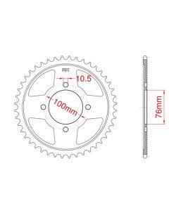 Achtertandwiel aluminium 51 tanden