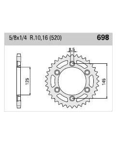 Achtertandwiel staal C45 versterkt 46 tanden