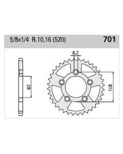 Achtertandwiel aluminium 47 tanden