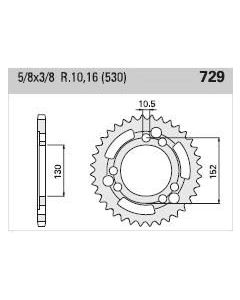 Achtertandwiel aluminium 45 tanden