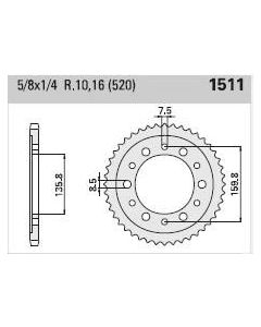 Achtertandwiel aluminium 43 tanden