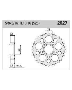 Achtertandwiel aluminium 36 tanden