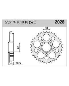 Achtertandwiel aluminium 36 tanden