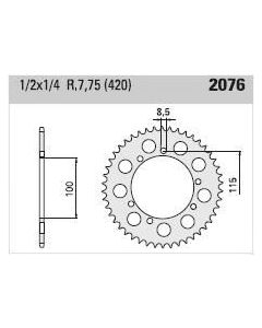 Achtertandwiel staal 46 tanden (pas=420)