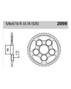 Achtertandwiel aluminium 40 tanden