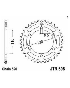 Achtertandwiel aluminium 51 tanden