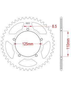 Achtertandwiel aluminium 55 tanden