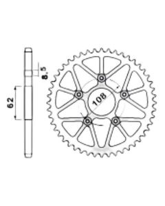 Achtertandwiel Alu 58 tanden