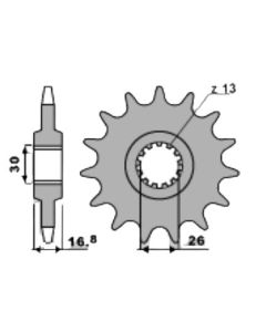 Voortandwiel 14 tanden (pas=530)